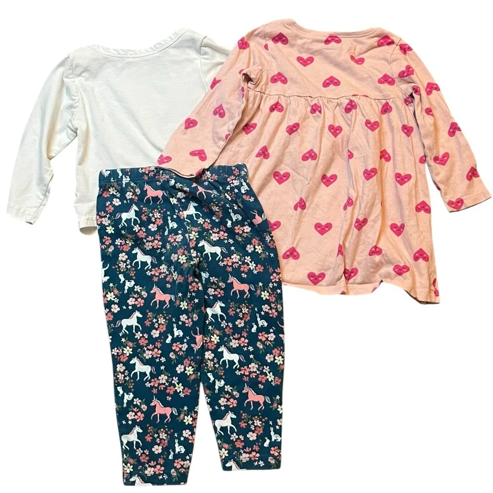 Three-Piece Baby Girls Bundle 12-18 Months 1 Leggings 1 Top 1 Old Navy Dress